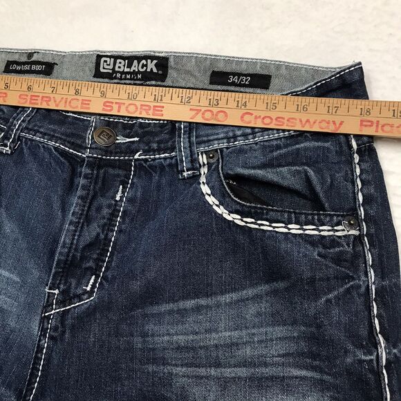 BUCKLE BLACK Premium Jeans Men 34x32 Low Rise Boot Button Fly Whisker Honeycomb - Picture 12 of 16